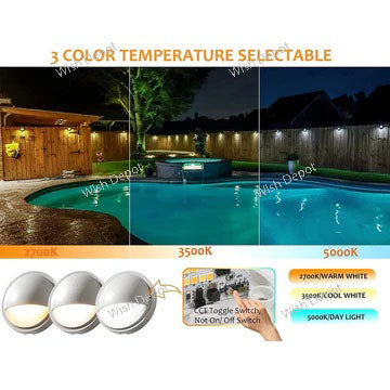 DLAC02 12-Pack 3CCT 3W Black Low Voltage LED Outdoor Half Moon Deck Lights Package, 12V LED Step Patio Landscape Lights
