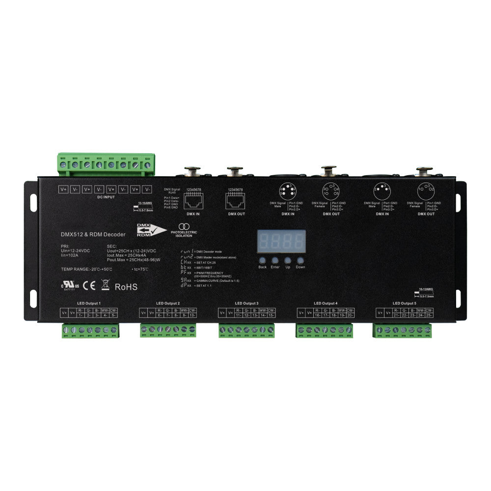 25 Ch 4A RGB+Cct Dmx Decoder