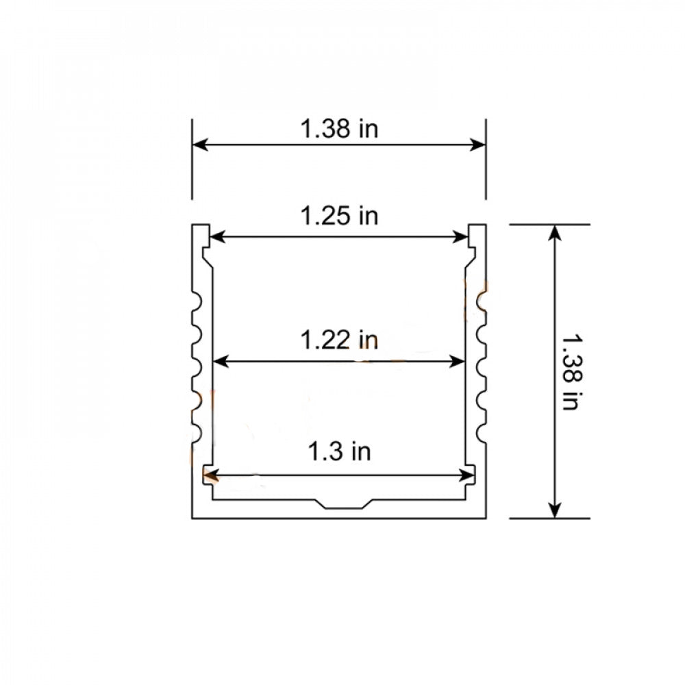 1-3/4" Deep Square Led Aluminum Channel W/ Trim