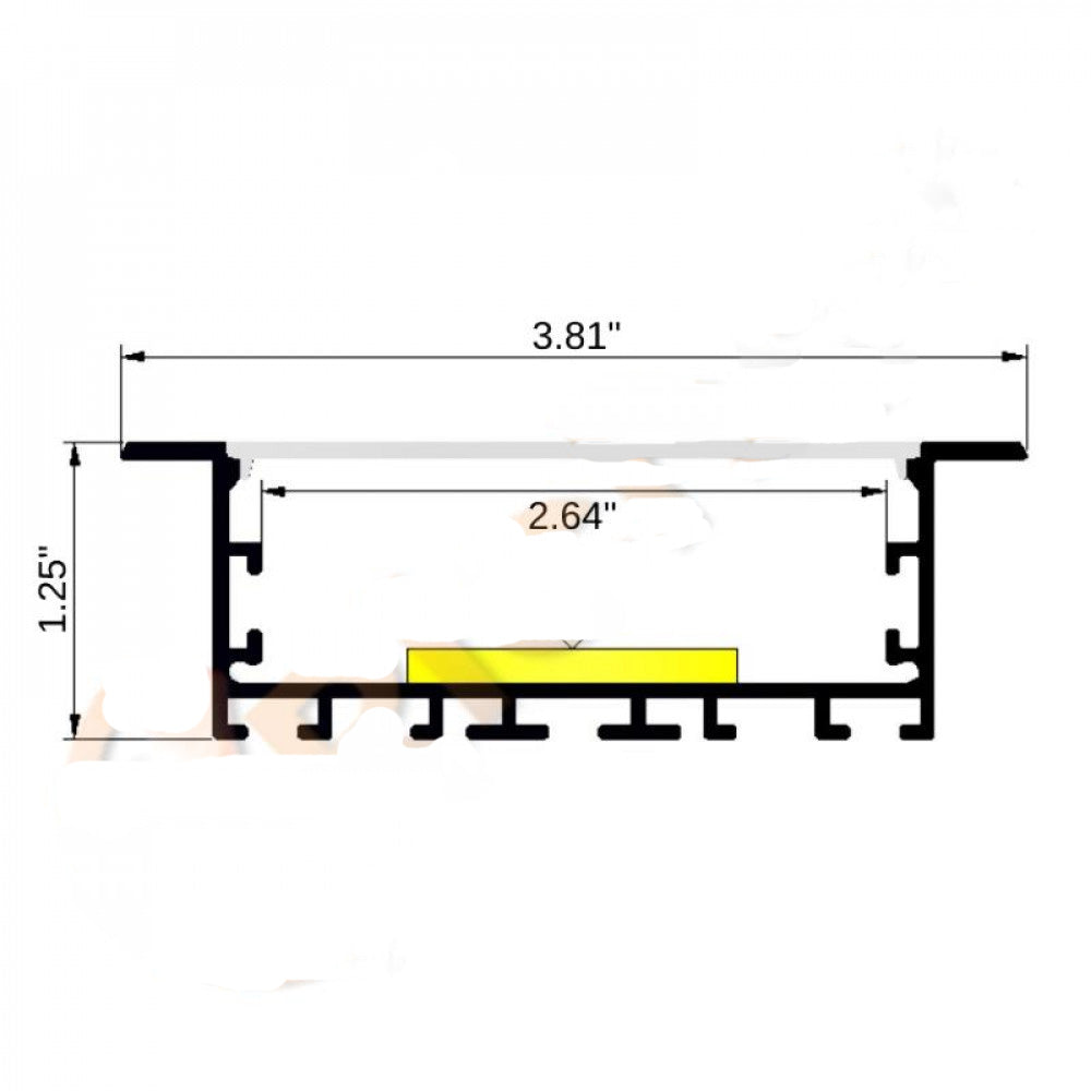 3-13/16" Wide Recessed Led Aluminum Channel W/ Trim