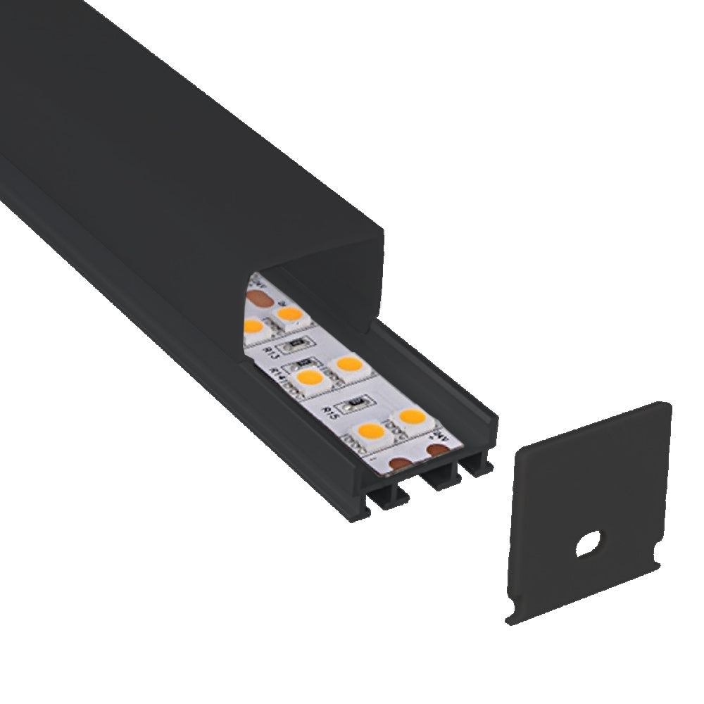 1" Big Square Black Lens Top Led Aluminum Channel