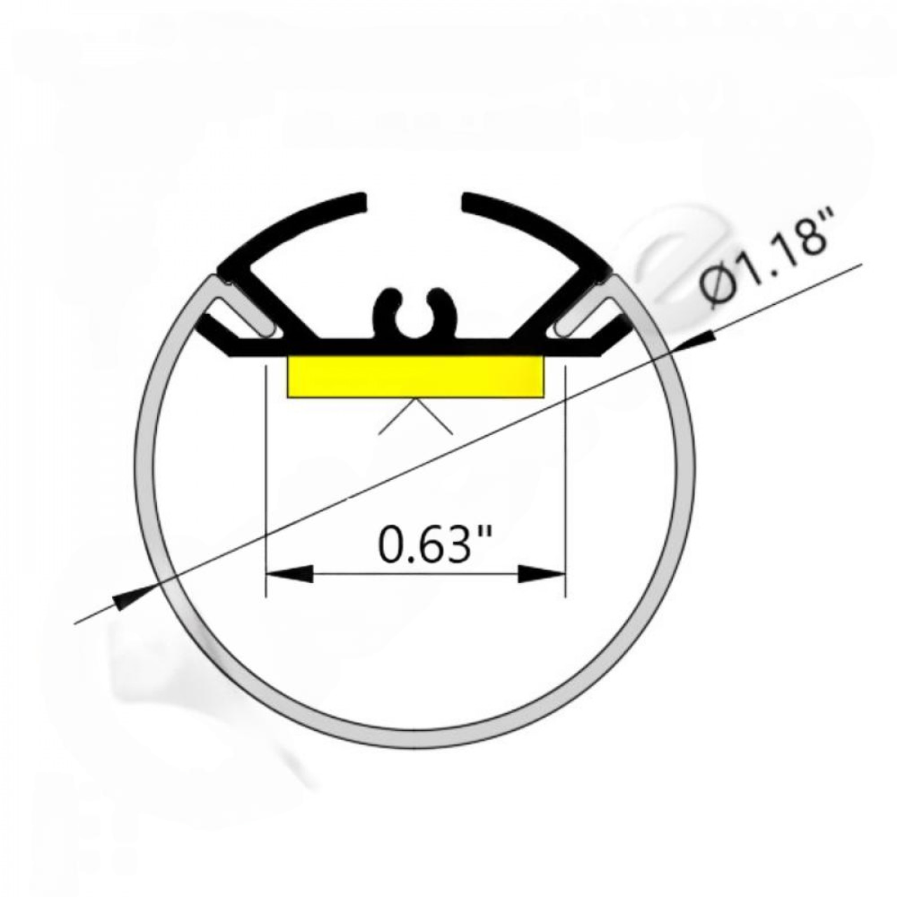 1-1/8" Round Pendant Led Aluminum Channel