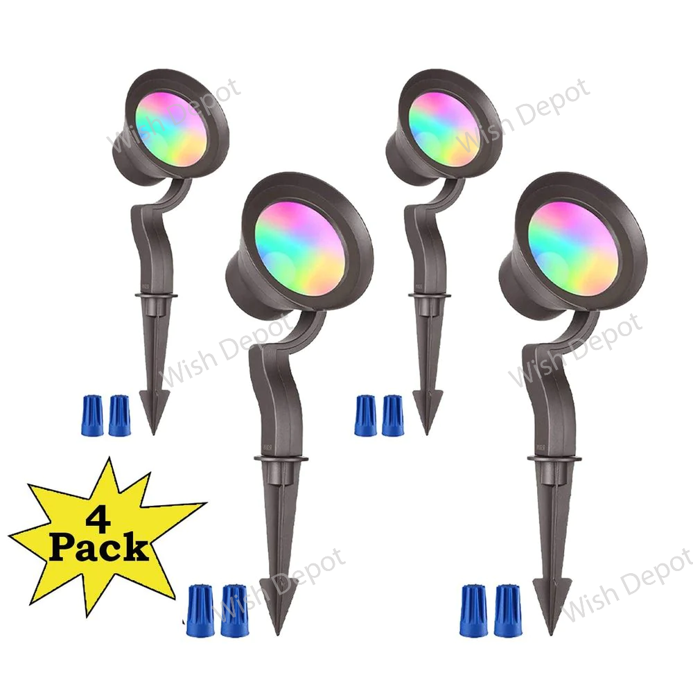 ALSR03 4-Pack RGB LED Landscape Spot Lights Package, 12W Low Voltage 1