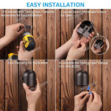 DLA04 12-Pack 5W Low Voltage LED Outdoor Fence Deck Down Lights Package, 12V LED Step Patio Landscape Lights