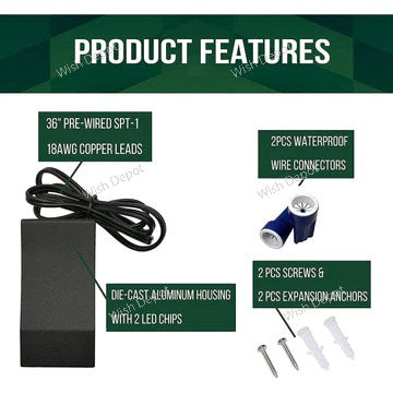 DLA06 6-Pack 2W Low Voltage LED Outdoor Deck Down Lights Package, 12V LED Step Patio Landscape Lights