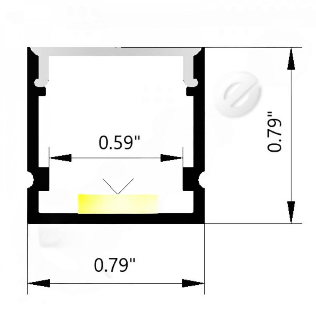 1-1/8" Deep Square Led Aluminum Channel W/ Trim
