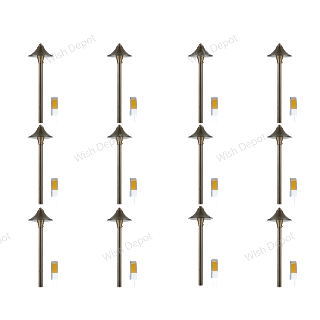 PLB09 4x/8x/12x Package Brass LED Cone Low Voltage Pathway Outdoor Landscape Lighting Fixture 5W 3000K Bulb