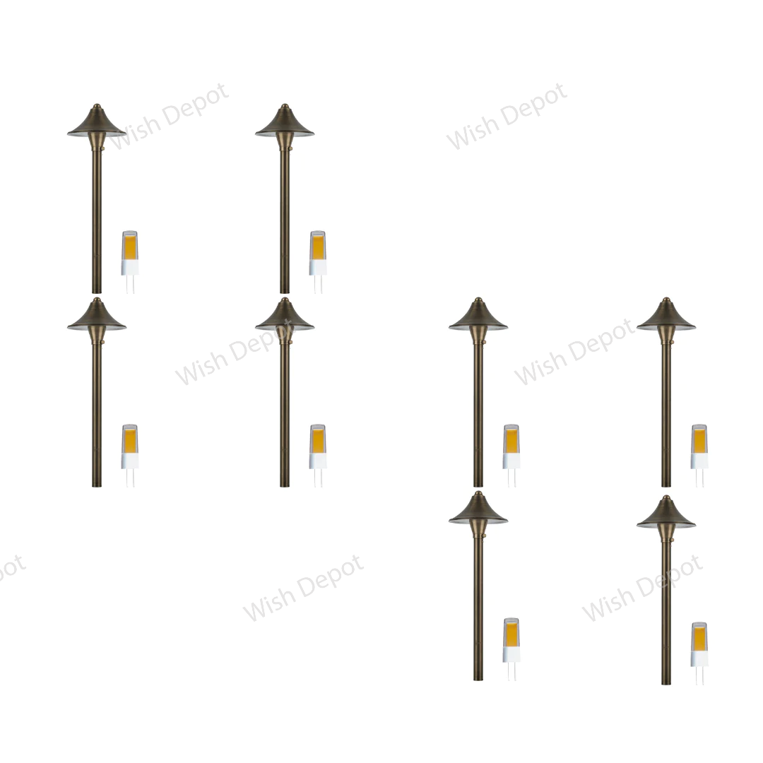 PLB09 4x/8x/12x Package Brass LED Cone Low Voltage Pathway Outdoor Landscape Lighting Fixture 5W 3000K Bulb
