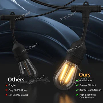 SL102 LED Dimmable Smart Bistro String Lights Outdoor Weatherproof 12V Edison Bulbs