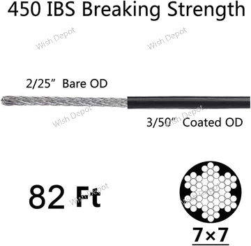 String Light Hanging Cable Kit, Nylon Coated 304 Stainless Steel Guide Wire and Accessories for Outdoor Bistro String Lights