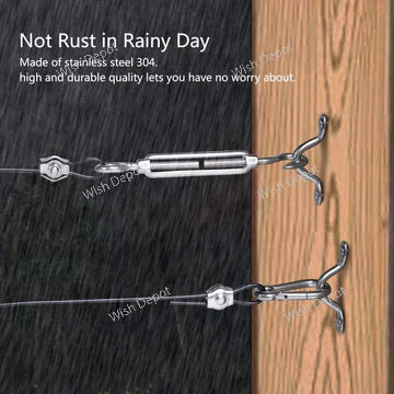 String Light Hanging Cable Kit, Nylon Coated 304 Stainless Steel Guide Wire and Accessories for Outdoor Bistro String Lights