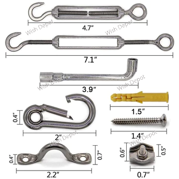 String Light Hanging Cable Kit, Nylon Coated 304 Stainless Steel Guide Wire and Accessories for Outdoor Bistro String Lights