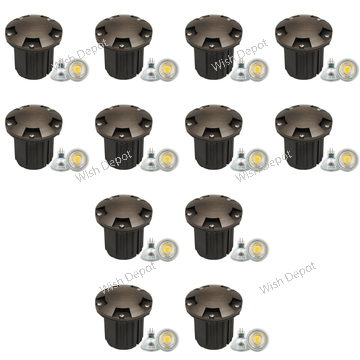 UNB07 4x/8x/12x Package Cast Brass Low Voltage Round Multi-Directional LED In-ground Well Light IP65 Waterproof 5W 3000K Bulb