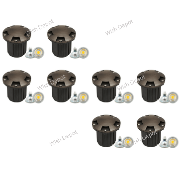 UNB07 4x/8x/12x Package Cast Brass Low Voltage Round Multi-Directional LED In-ground Well Light IP65 Waterproof 5W 3000K Bulb