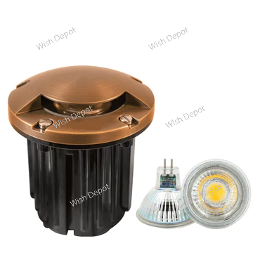 UNB09 4x/8x/12x Package Cast Brass Round Mono-Directional Low Voltage LED In-ground Light 5W 3000K Bulb