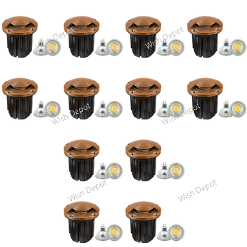 UNB09 4x/8x/12x Package Cast Brass Round Mono-Directional Low Voltage LED In-ground Light 5W 3000K Bulb