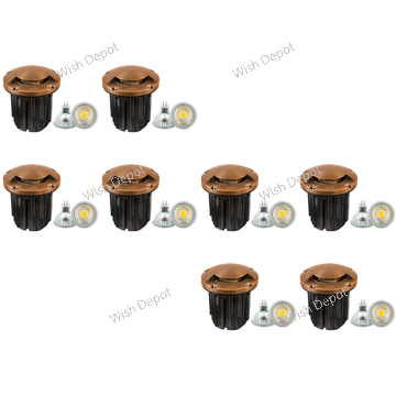 UNB09 4x/8x/12x Package Cast Brass Round Mono-Directional Low Voltage LED In-ground Light 5W 3000K Bulb