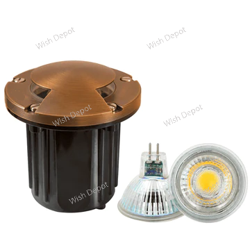UNB10 4x/8x/12x Package Cast Brass Round Bi-Directional Low Voltage LED In-ground Well Light 5W 3000K Bulb