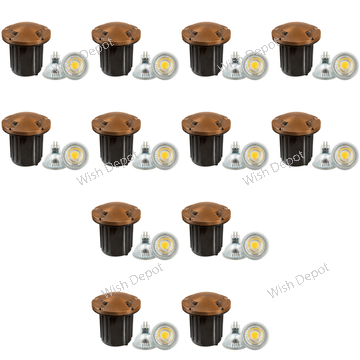 UNB10 4x/8x/12x Package Cast Brass Round Bi-Directional Low Voltage LED In-ground Well Light 5W 3000K Bulb