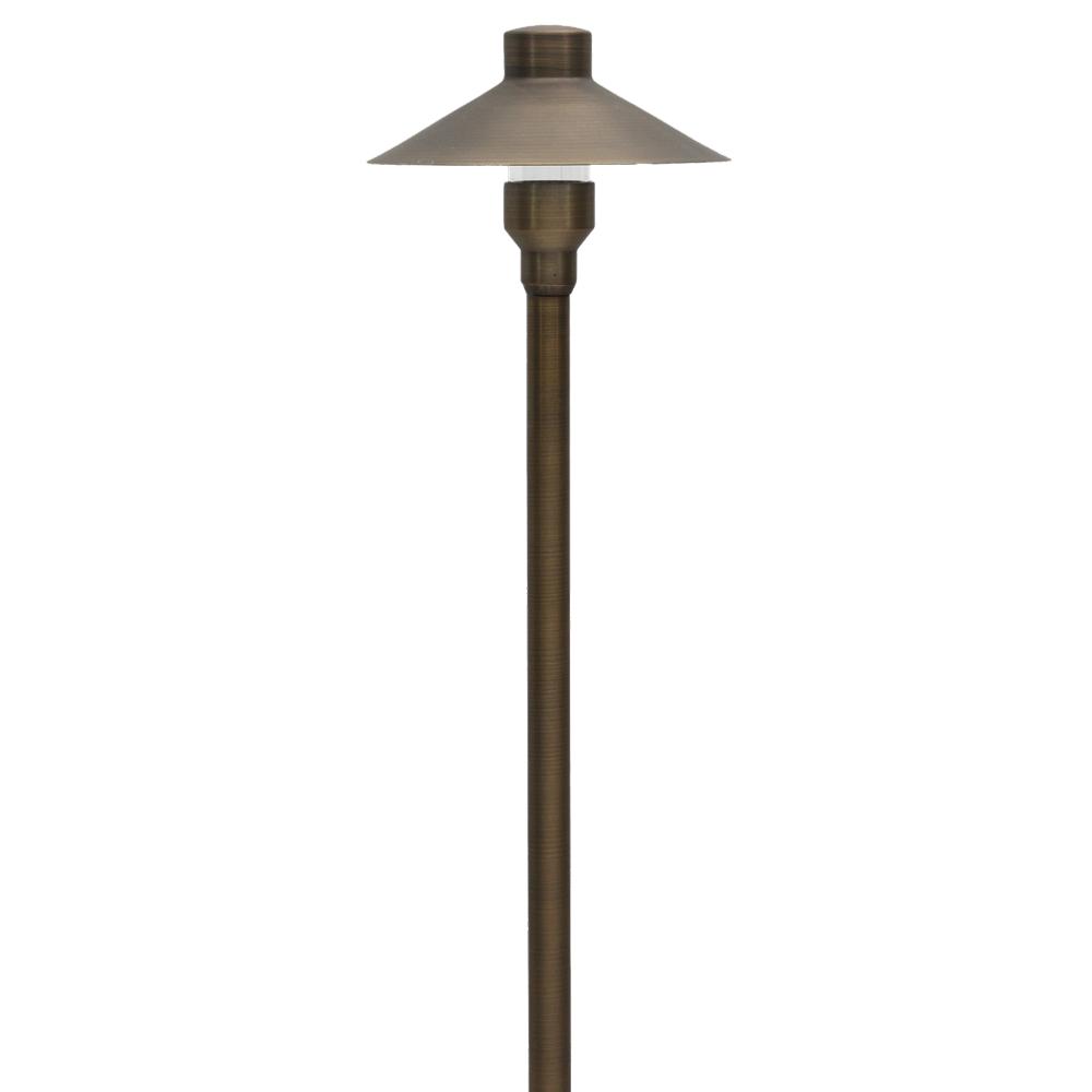 Japanise Mushroom Hat Outdoor LED Path Light Fixture - Brass