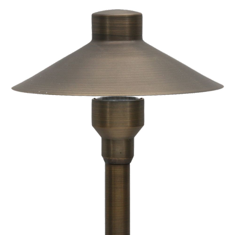 Japanise Mushroom Hat Outdoor LED Path Light Fixture - Brass