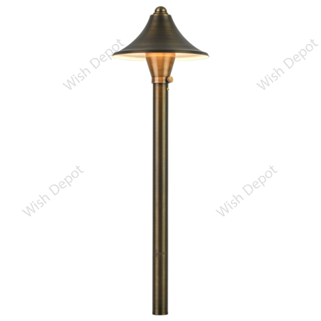 Brass LED Cone Low Voltage Pathway Outdoor Landscape Lighting Fixture