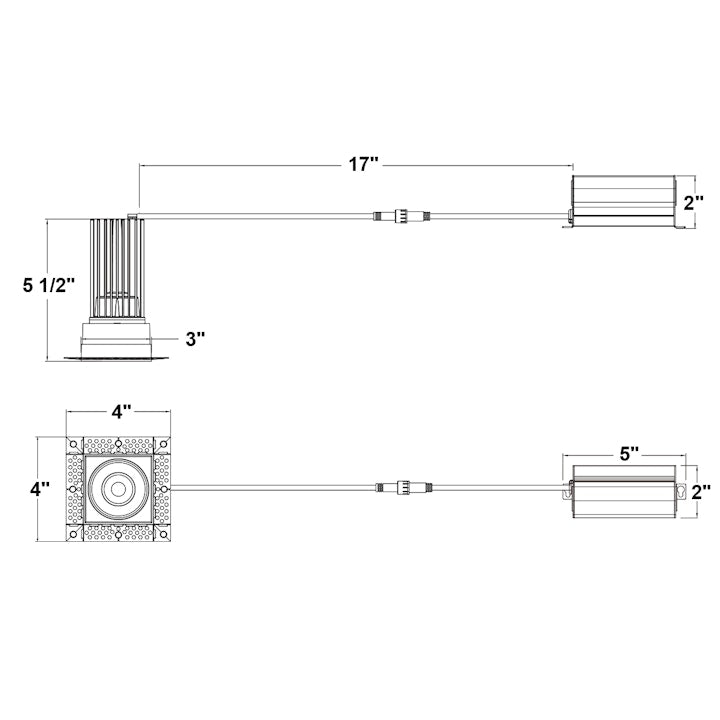 2" Square Downlight: Trimless-Line