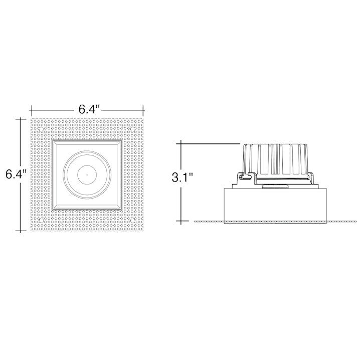 4" Square Downlight Trimless Gimbal- Single Head