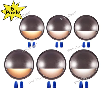 DLAC02 6-Pack 3CCT 3W Low Voltage LED Outdoor Half Moon Deck Lights Package, 12V LED Step Patio Landscape Lights