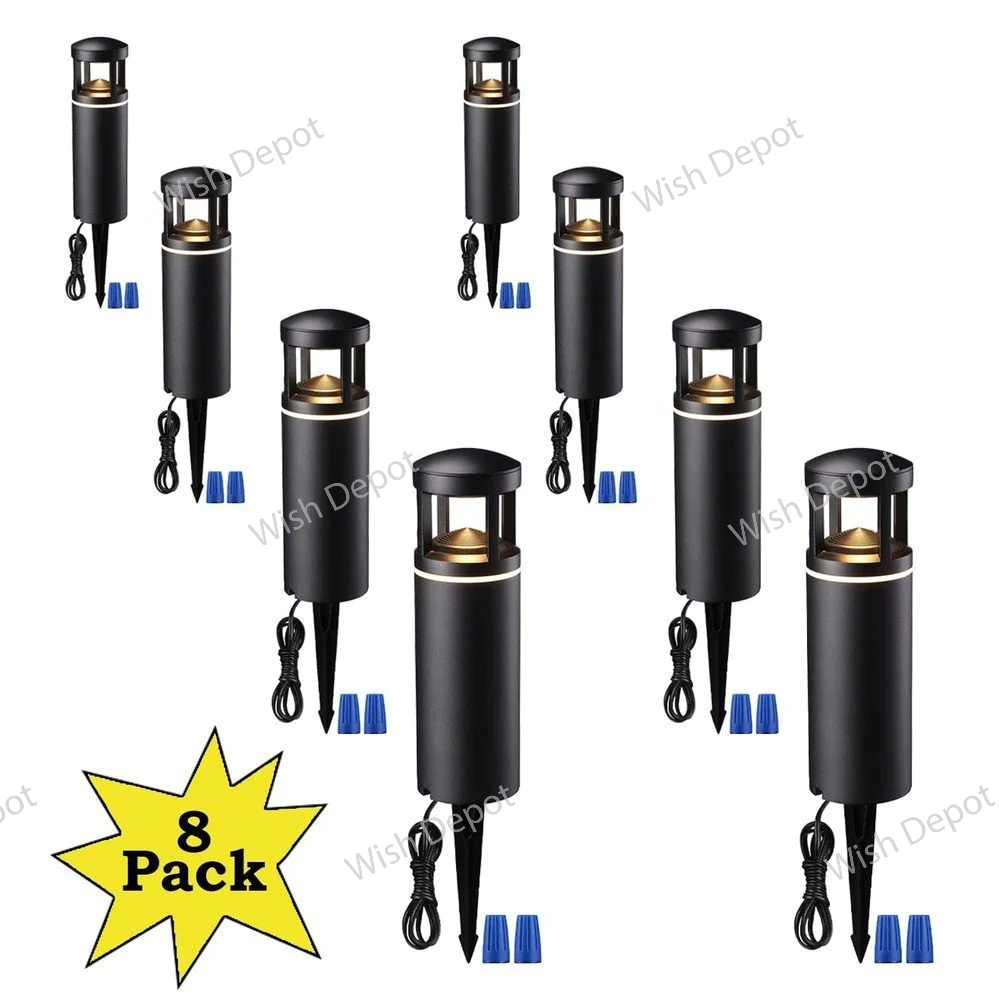 ALP59 8-Pack LED Low Voltage Pathway Lights, Outdoor Landscape Lighting, Aluminum Housing, 5W 12V AC/DC Path Lights for Driveway, Garden, Lawn, IP65 Waterproof, 3000K Warm White