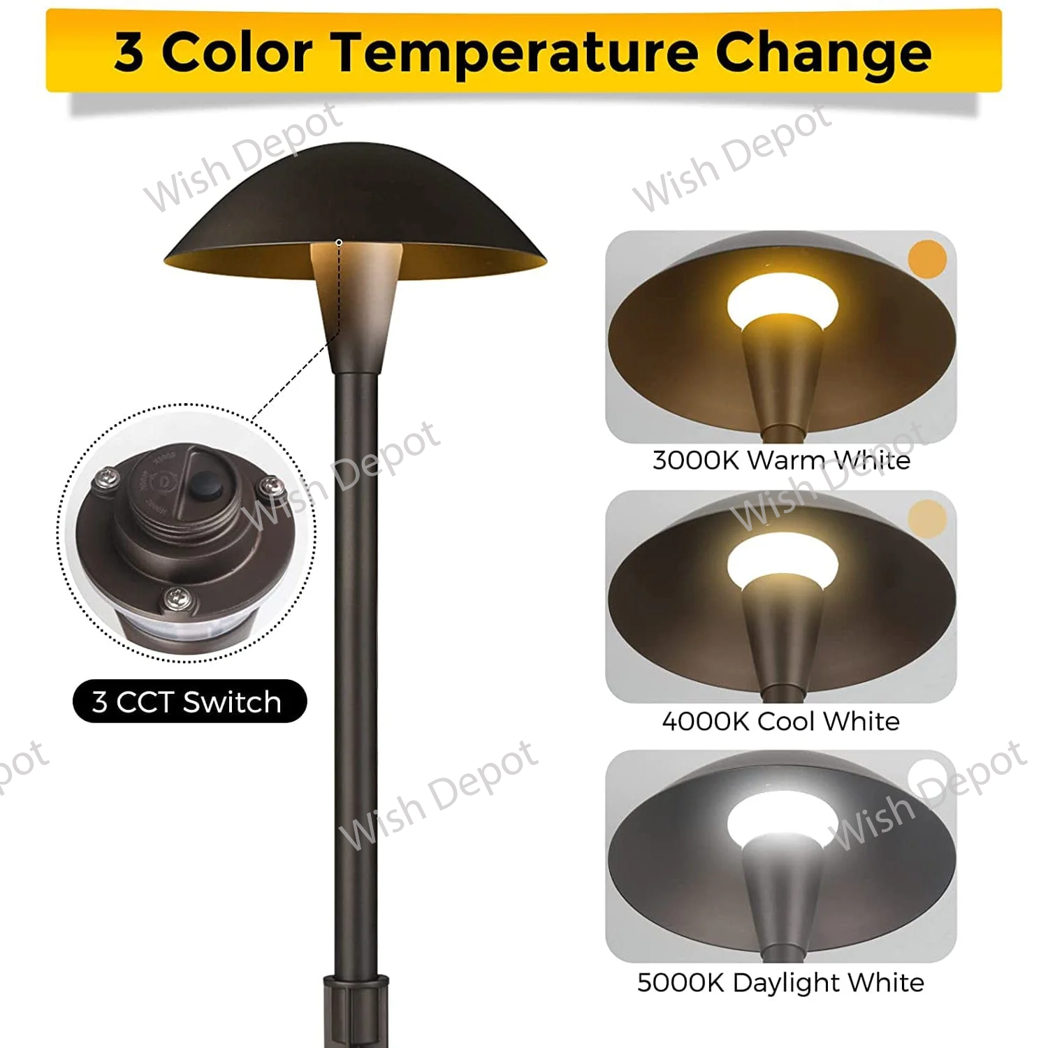 Landscape Low Voltage Mushroom Path Light - Rust Finish, 6 Pack, Warm White LED/Halogen, IP44 Wet Rated
