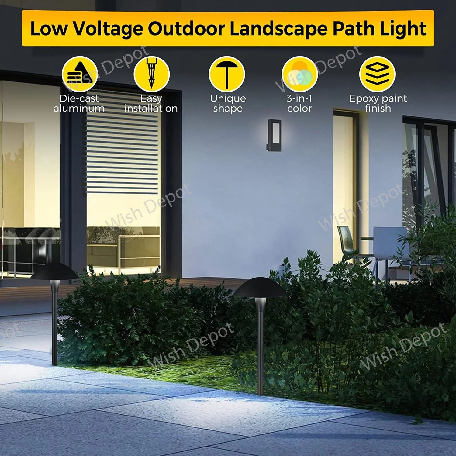 ALPCC06 6-Pack 5W 3CCT LED Landscape Pathway Light Package, 12V Low Voltage Modern Path Lights