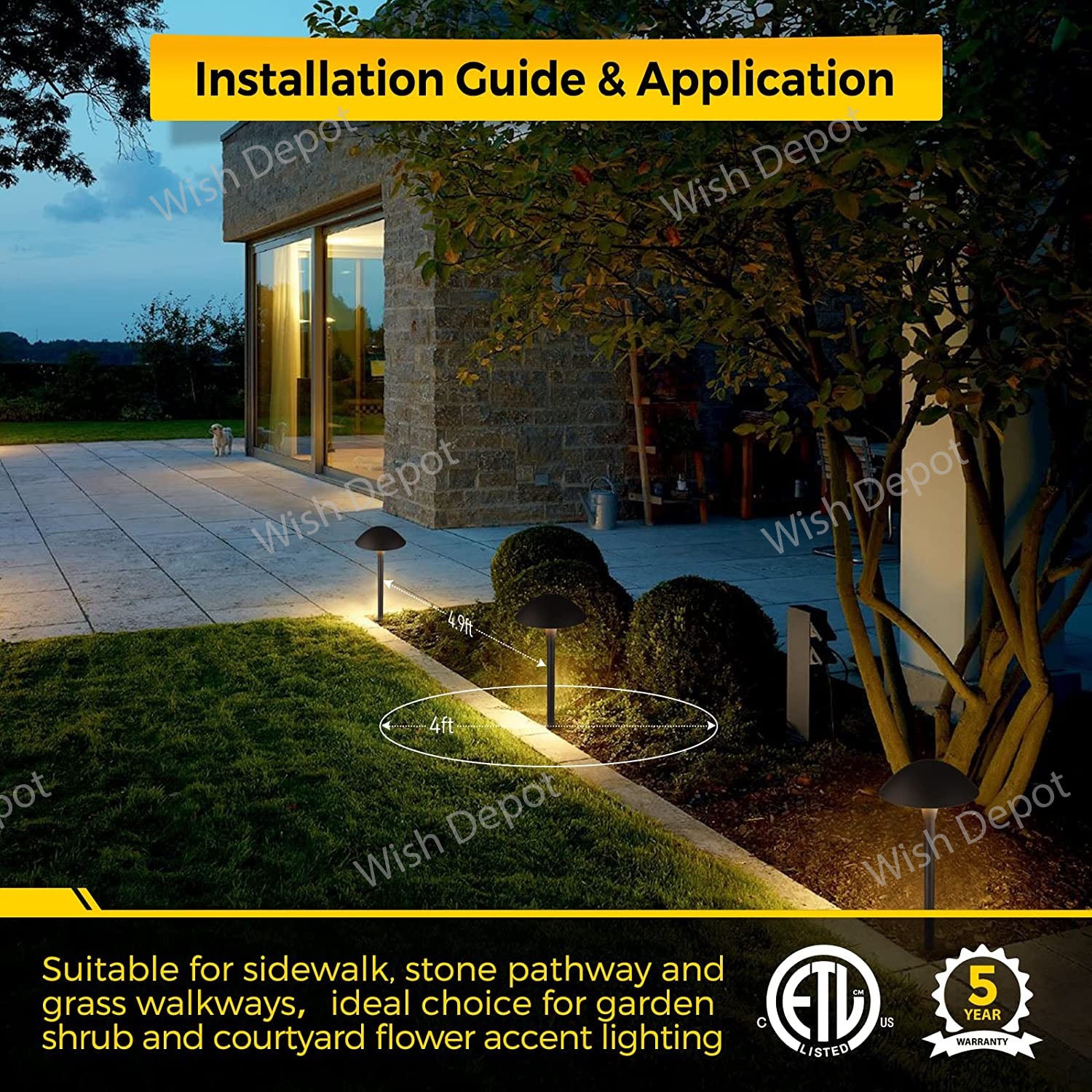 ALPCC06 6-Pack 5W 3CCT LED Landscape Pathway Light Package, 12V Low Voltage Modern Path Lights