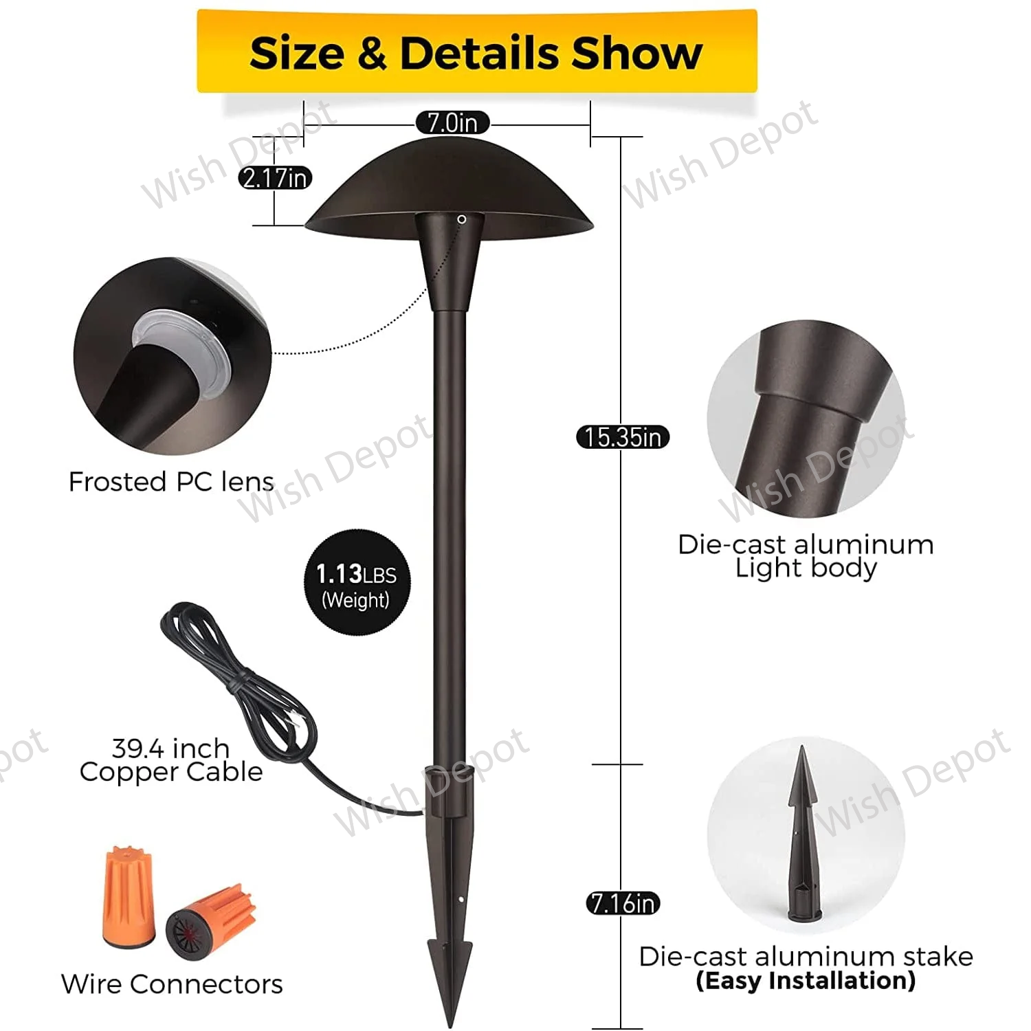 ALPCC06 6-Pack 5W 3CCT LED Landscape Pathway Light Package, 12V Low Voltage Modern Path Lights