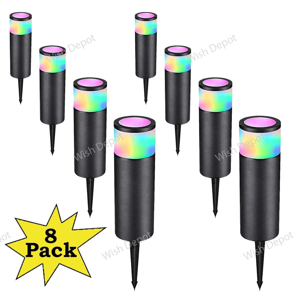 ALPR08 8-Pack RGB LED Landscape Pathway Lights Package, 4.5W Low Voltage 12V Bollard Outdoor