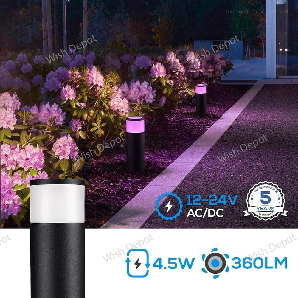 ALPR08 8-Pack RGB LED Landscape Pathway Lights Package, 4.5W Low Voltage 12V Bollard Outdoor