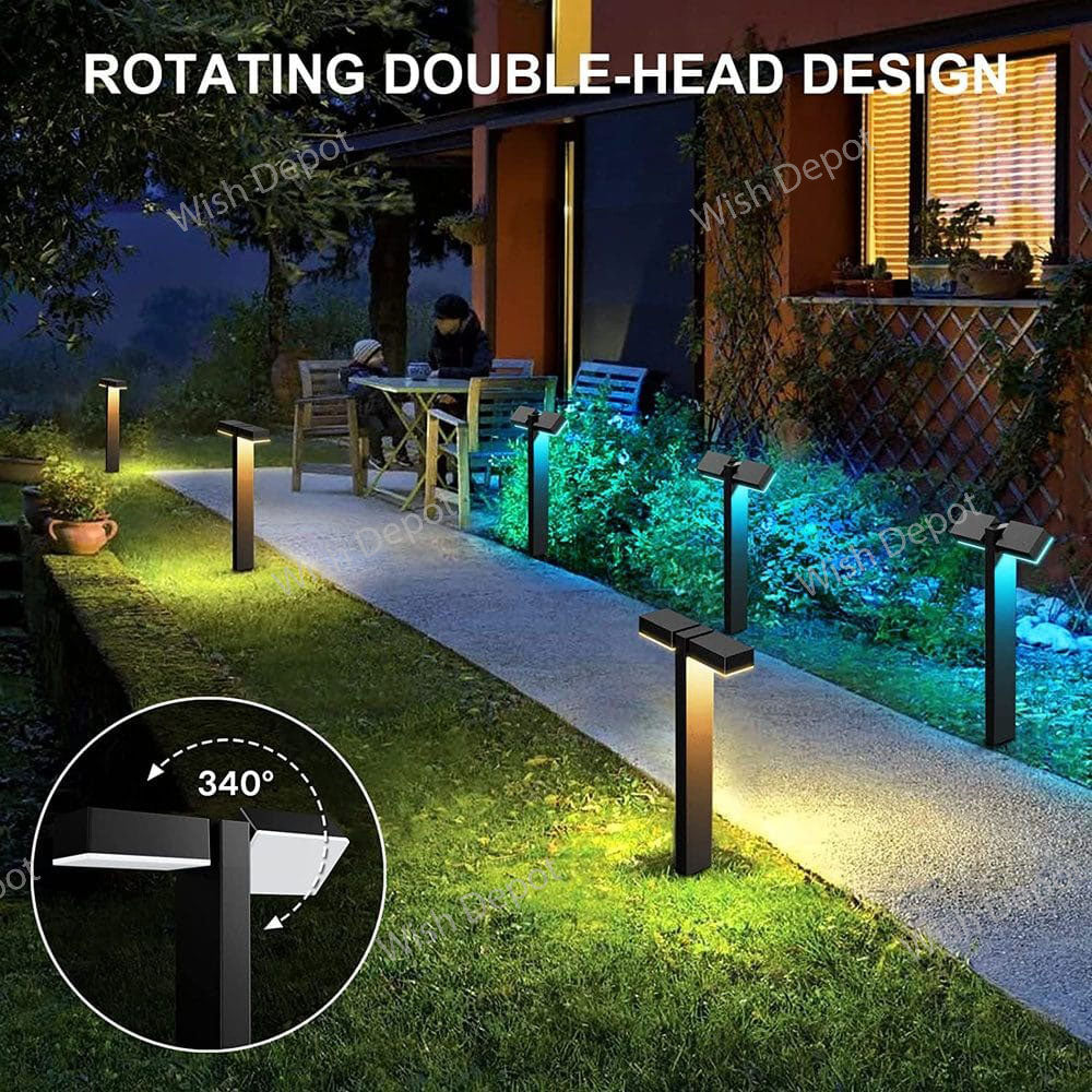 ALPR12 4-Pack RGB LED Landscape Pathway Lights Package, 8W Low Voltage 12V Bollard Outdoor