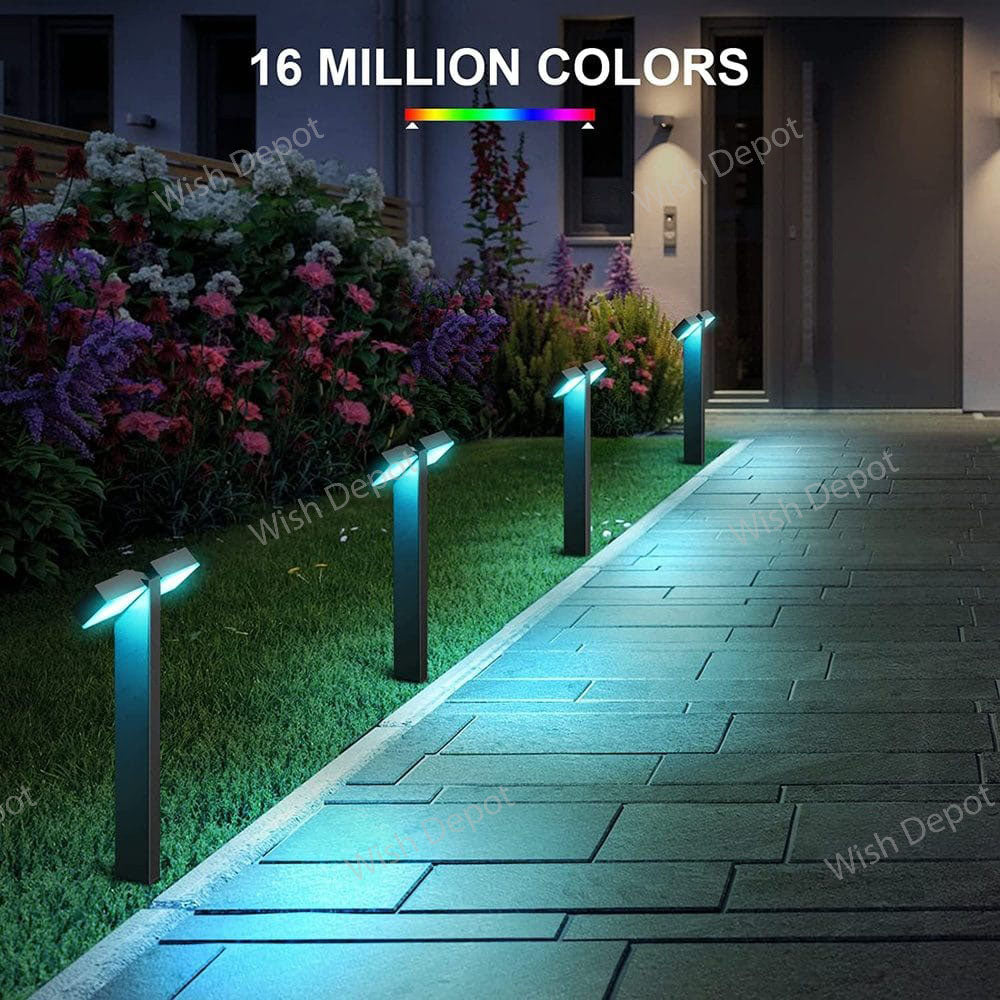 ALPR12 4-Pack RGB LED Landscape Pathway Lights Package, 8W Low Voltage 12V Bollard Outdoor