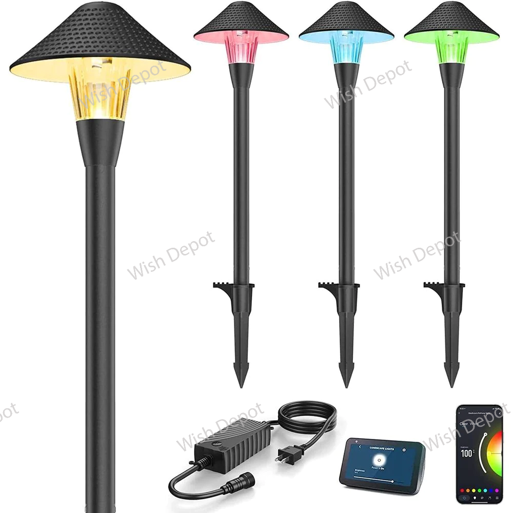 ALPR15 4-Pack RGB LED Landscape Pathway Lights Package, 6W Low Voltage 12V Bollard Outdoor