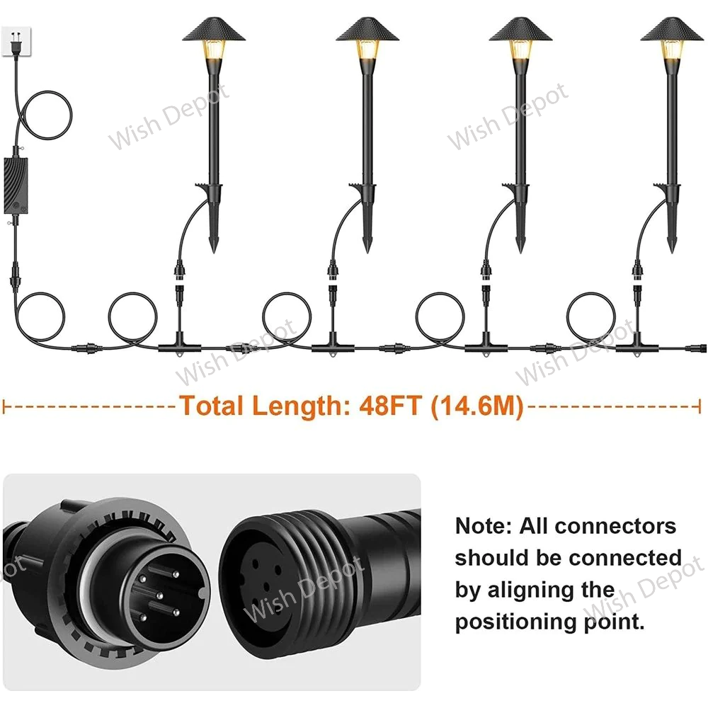 ALPR15 4-Pack RGB LED Landscape Pathway Lights Package, 6W Low Voltage 12V Bollard Outdoor