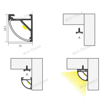 Corner 8 ft Aluminum Channel 10 Pack with Cover and End Caps