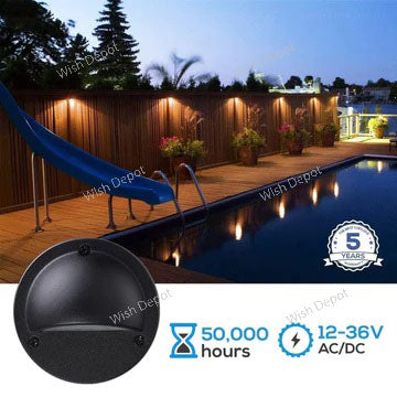 DLA03 6-Pack Black 2.5W 3CCT Low Voltage LED Outdoor Half Moon Deck Lights Package, 12V LED Step Fence Landscape Lights