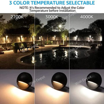 DLA03 6-Pack Black 2.5W 3CCT Low Voltage LED Outdoor Half Moon Deck Lights Package, 12V LED Step Fence Landscape Lights