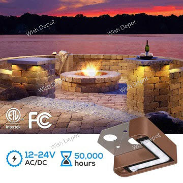 ELC02 4-Pack 3W LED Hardscape Lighting Right Angle 3CCT Retaining Wall Lights, 12V Low Voltage Landscape Lights