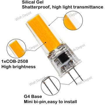 COB G4 Bi Pin LED Capsule 12V Bulb Energy Efficient Light IP65 Waterproof