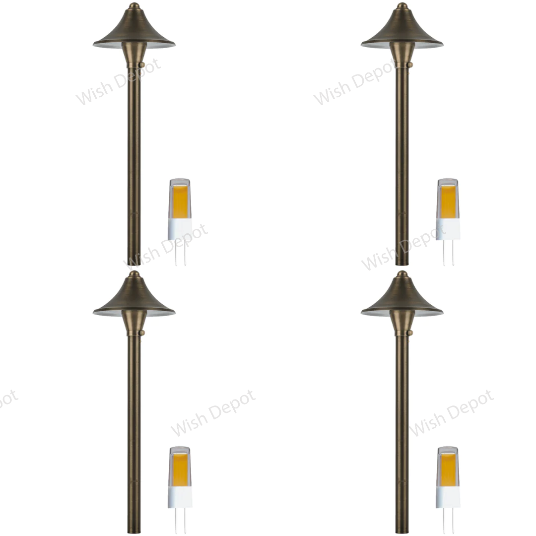 PLB09 4x/8x/12x Package Brass LED Cone Low Voltage Pathway Outdoor Landscape Lighting Fixture 5W 3000K Bulb