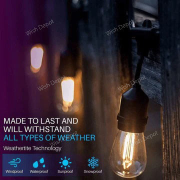 SL101 LED Low Voltage Bistro String Lights 48 FT Outdoor Weatherproof 12V Edison Bulbs