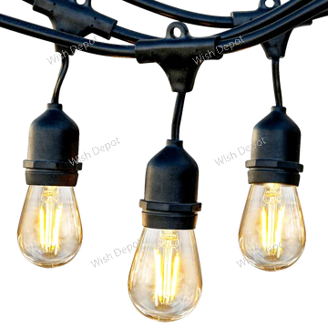 SL101 LED Low Voltage Bistro String Lights 48 FT Outdoor Weatherproof 12V Edison Bulbs