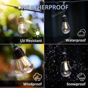 SL102 LED Dimmable Smart Bistro String Lights Outdoor Weatherproof 12V Edison Bulbs