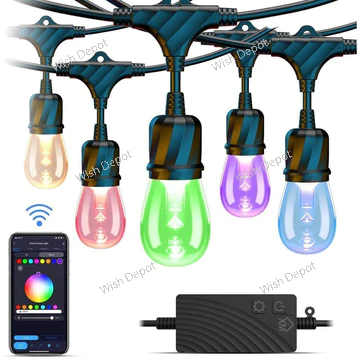 SLR100 LED RGBW Smart Bistro String Lights Color Changing Outdoor Weatherproof 12V Edison Bulbs